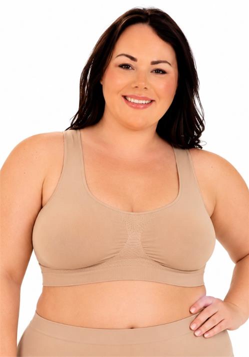 Pamela Plus Size Curvy Seamless Comfort Bra Beige